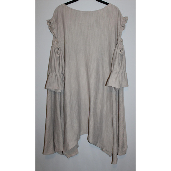 Farmhouse Frocks Cold Shoulder Lagonlook Oversized Tunic Top Tan Plus Size XXXL - Picture 12 of 16